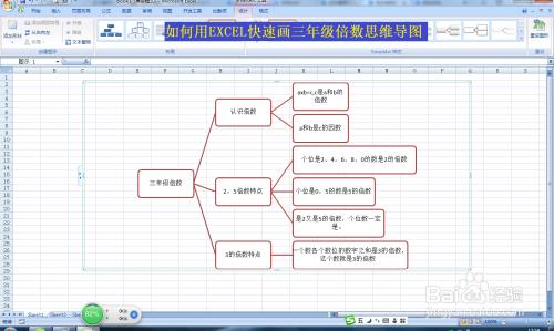 如何用excel快速画三年级倍数思维导图