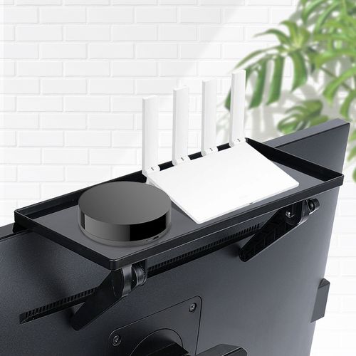 电视机顶盒显示器屏幕置物架路由器电脑上支架收纳架子免打孔挂.