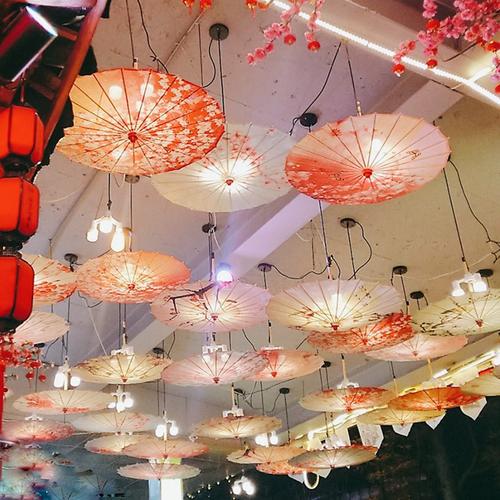 古风油纸纸伞饭店装饰吊顶中国国风古典绸布工艺伞