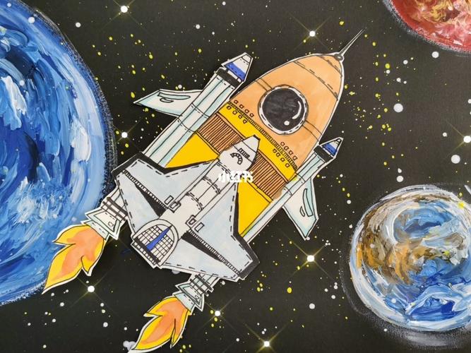 创意线描水粉画【神州十二号发射】_水粉画_线描_教程