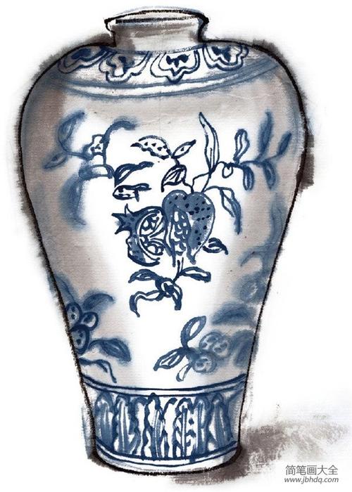 青花瓷瓶的绘画步骤三