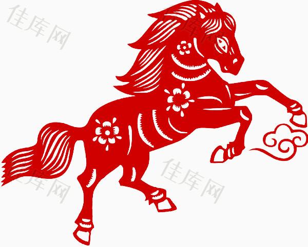 生肖马剪纸素材