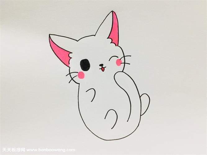 并在它的脸上画出两团腮红,一只可爱的小猫咪就画好了