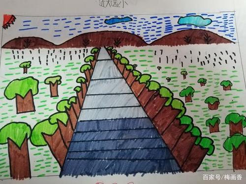 五年级课堂画作——近大远小