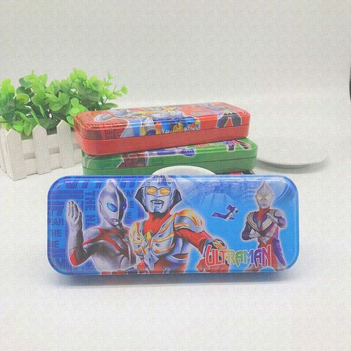 南韩文具盒奥特曼超人铠甲勇士铅笔盒马口铁双层创意