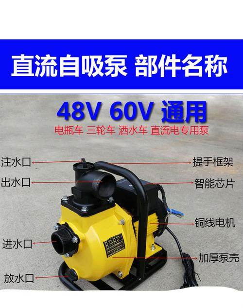 直流自吸泵电瓶车抽水泵48v 60v抽水机灌溉水泵 3寸直流泵