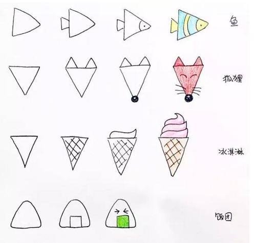 创意简笔画三角形的联想简笔画三角形图案的画视频三角形简笔画植物