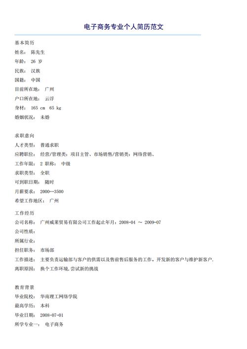 电子商务专业个人简历范文-个人简历范文.pdf
