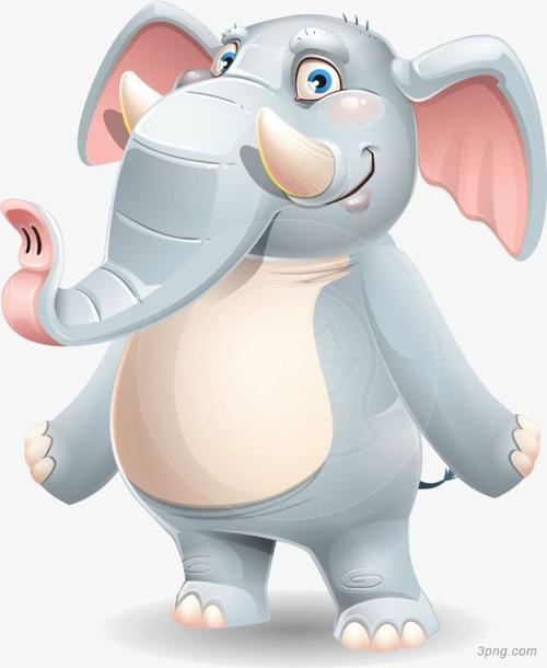 卡通灰色长鼻子大象png素材透明免抠图片卡通手绘