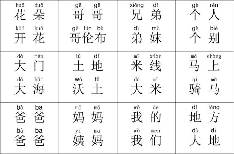 小学一年级识字(上词组有拼音)
