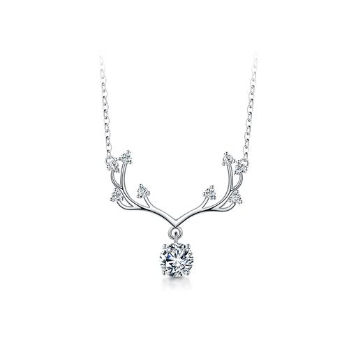 t400一鹿有你莫桑石单钻项链女925银小众设计感情人节
