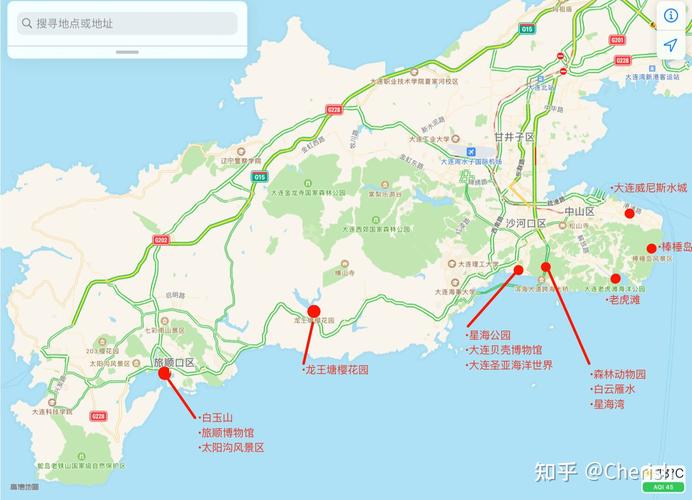 预计的玩耍时间是3天,下面把做的一些大连好评的旅游景点,在地图上