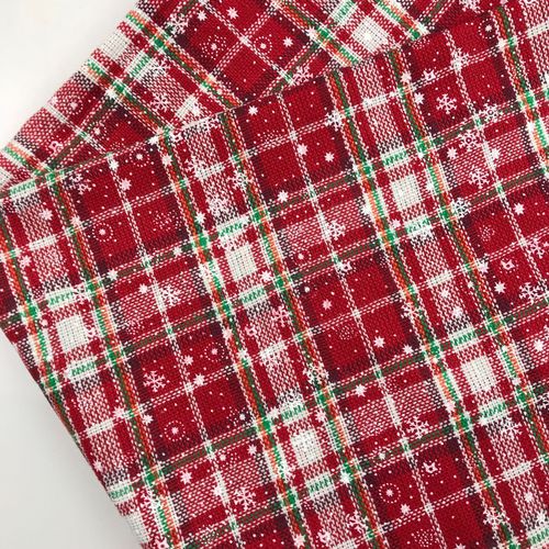 圣诞系列厂家直销开司米格子胶印雪花服装帽子面料多色格子布