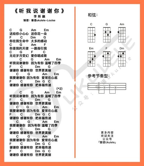 尤克里里谱听我说谢谢你
