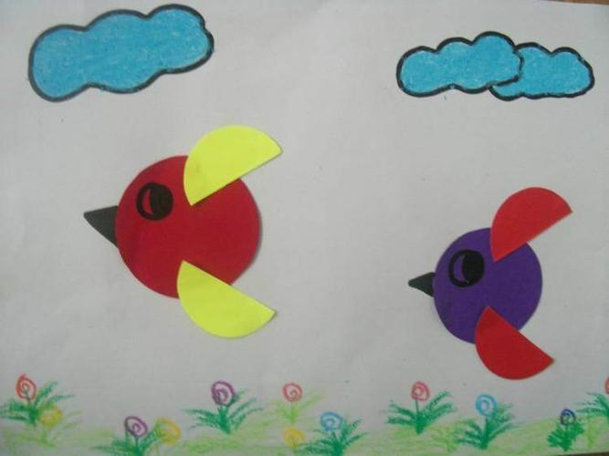 小飞鸟幼儿园"延期不延学,假期也有趣"——手工几何图形拼贴画