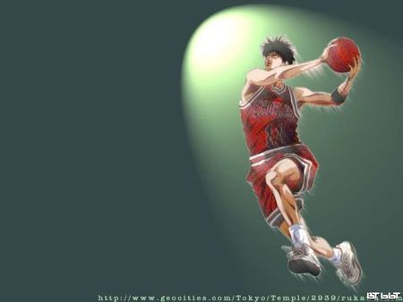 动漫或插画中拿篮球,扣篮的男生的图片.