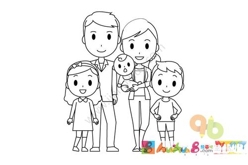 幸福的一家五口简笔画 一家人简笔画,幸福的一家人简笔画,家庭成员简