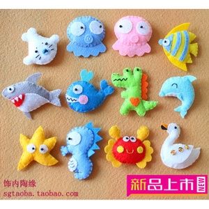 包邮卡通手工海豚鲸鱼不织布胸针徽章海洋动物布艺亲子作业成品