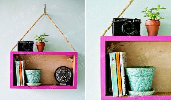 家具回收旧抽屉做壁挂搁物架 - 废物利用手工diy小