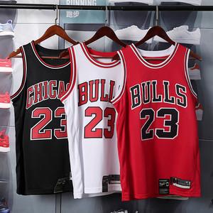 正品公牛乔丹23号球衣罗斯1号篮球服套装复古红色热压男女款背心
