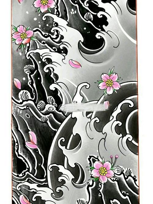 最新纹身手稿.最新水浪纹身图案.浪花纹身_纹身_美妆