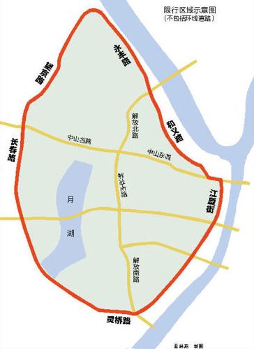 限行区域示意图(不包括环线道路)