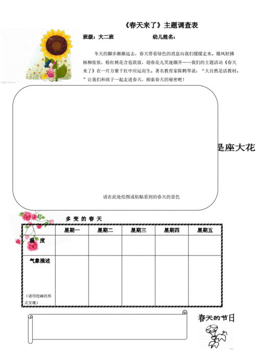 大二班《春天来了》主题调查表.doc 1页
