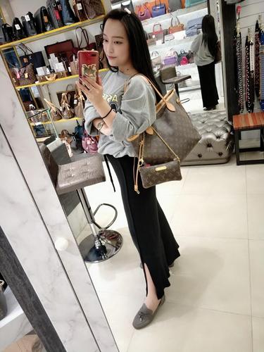 lv 原花 neverfull mm 小可爱手拿包 套装组