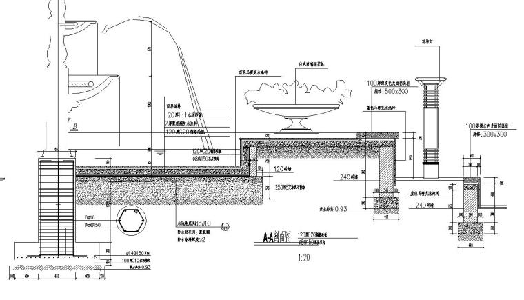 景观跌水雕塑节点大样图设计