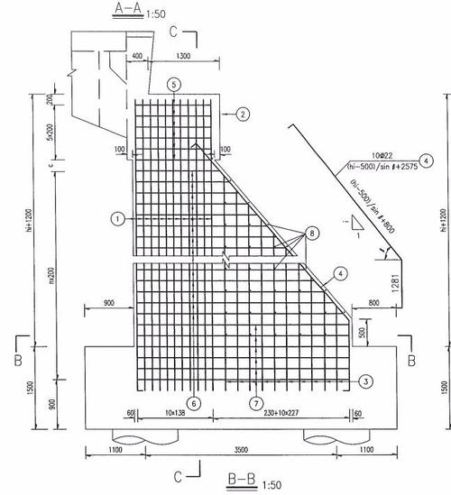 桥台肋板钢筋斜面筋和竖立筋怎么的上下位置关系