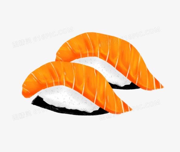 手绘卡通三文鱼寿司元素