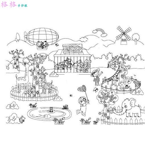 动物园场景简笔画图片