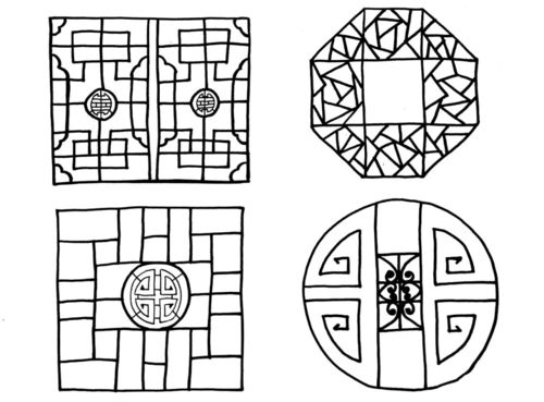 简笔画  线描画  素材|古代窗棂_简笔画_素材_教程_美图