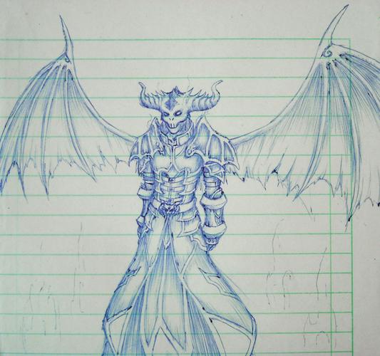 圆珠笔绘画作品:《恶魔与术士》