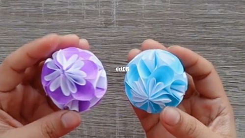 手工折纸:可爱的小绣球花折纸,超简单_乳胶_小工具_水彩笔_手工_兴趣