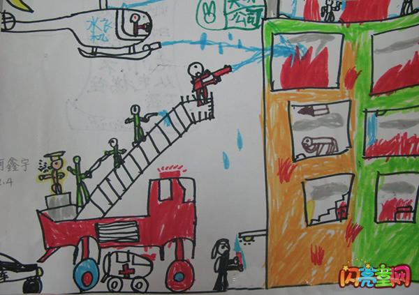 消防安全儿童绘画作品