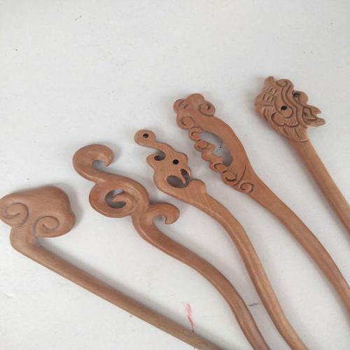 欧因道教用品法器桃木簪子枣木质道士发簪龙头祥云发冠头饰品如图3号