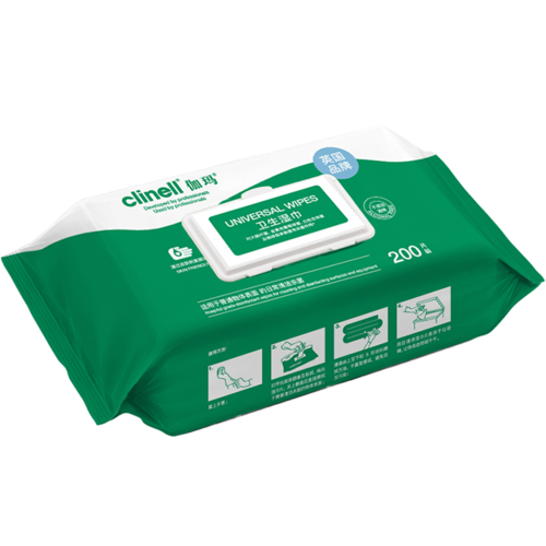 clinell伽玛消毒卫生湿巾200抽大尺寸无纺布无酒精清洁杀菌湿纸巾