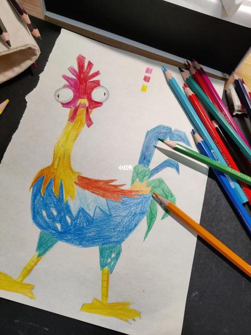 儿童画彩铅|夸张的鸡_儿童画_彩铅_彩铅儿童画_文化