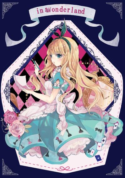 (爱丽丝梦游仙境)p站 二次元 插画 少女 头像 原创 壁纸 爱丽丝 alice