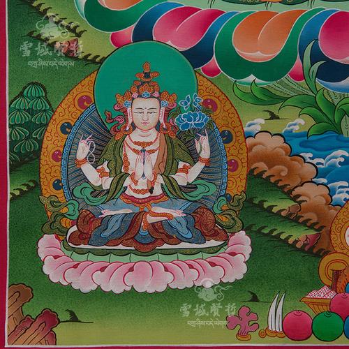 藏传佛教 尼泊尔 纯手工原矿物质颜料绘画彩唐卡 文殊菩萨 唐卡