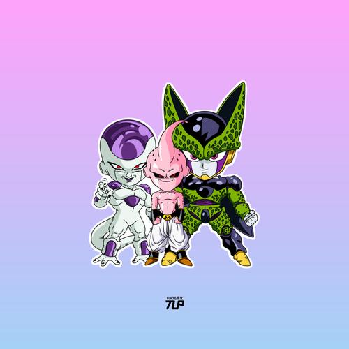 tlp反光车贴七龙珠孙悟空反派魔人布欧沙鲁弗利萨q版形象贴纸