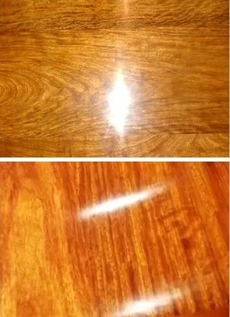 大果紫檀木屑浸出液浅黄褐色,有一层浅浅的荧光,从木材的切面借着斜