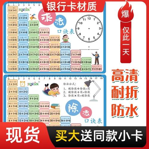 九九乘法口诀表教具背诵神器卡片二年级9i9小学生学习卡儿童乘除