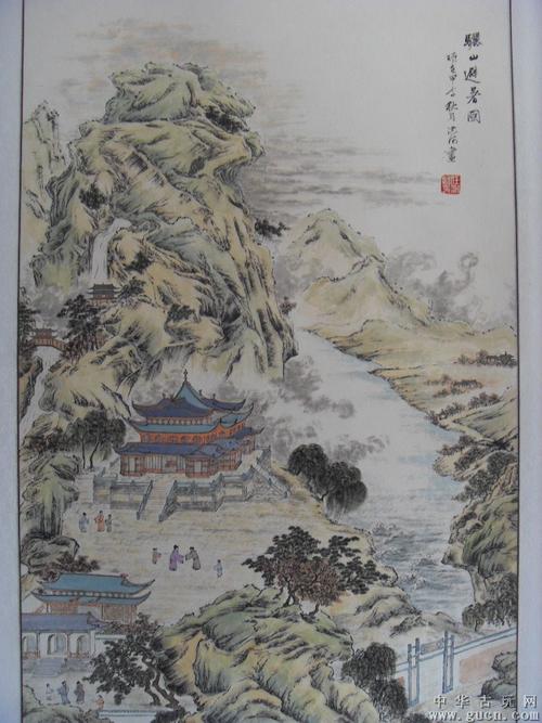 首页 集市捡漏 中国书画  藏品尺寸/规格:95x60cm 仿袁江骊山避暑图.