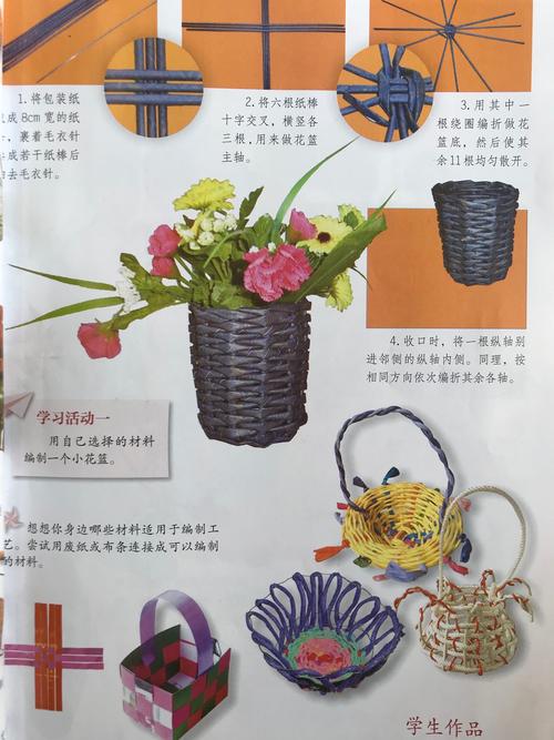 编花篮的制作难度在于从平面到立体的编织过程,也就是从花篮