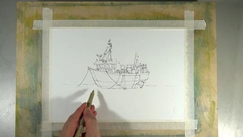 水彩画入门|水彩沙滩上的渔船手绘教程