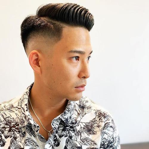 这款背头造型虽然看似很简单,但是两侧推短和头顶形成的对比效果,让