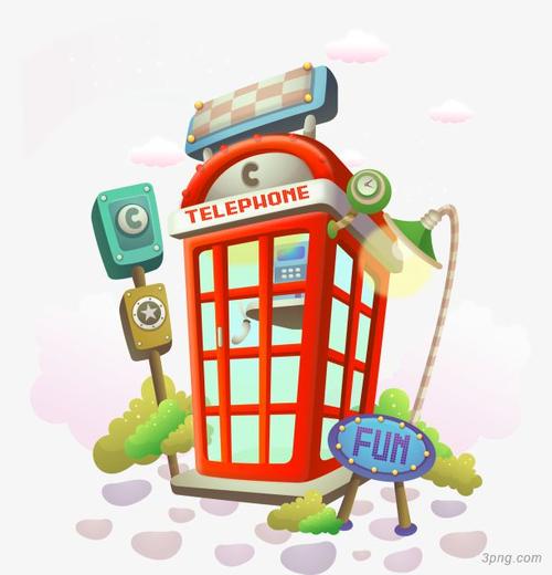 卡通电话亭png素材透明免抠图片-卡通手绘