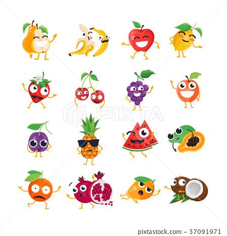 插图素材: funny fruit - vector isolated cartoon emoticons